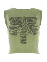 Kurzes Cami-Top mit Totenkopf-Print
